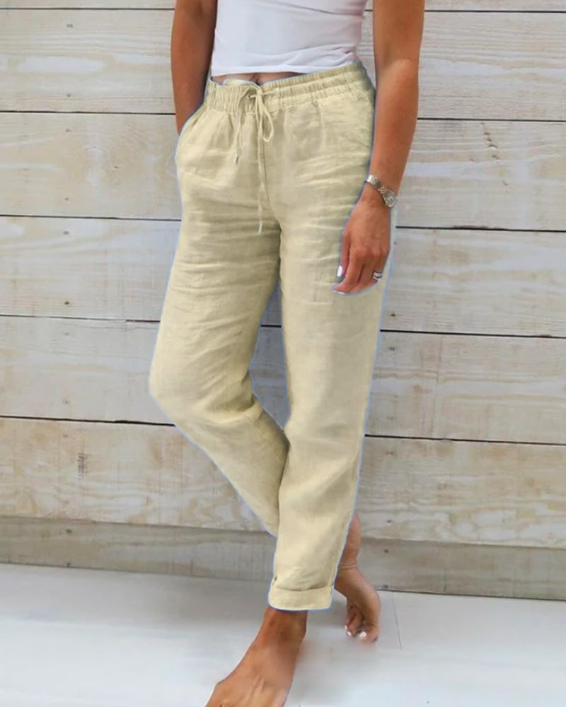 Allison - Pantalones Tailored de Lino y Algodón de Lujo