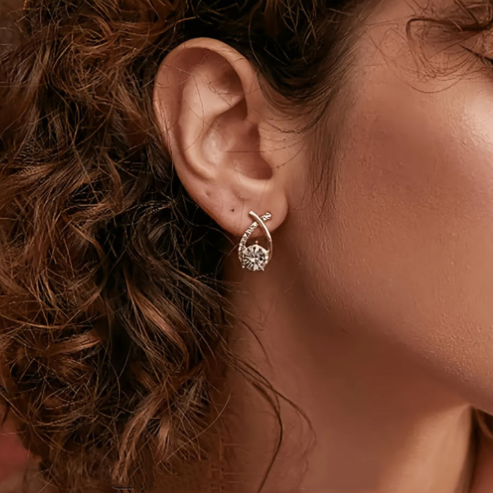 Pendientes con cruz de oro y circonitas