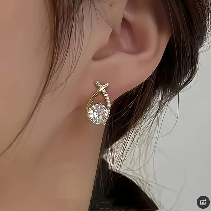 Pendientes con cruz de oro y circonitas