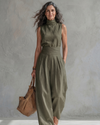 Maria | Conjunto Top y Pantalón Ancho Algodón Lino Verde