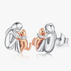 Aretes Gato Abrazo bicolor plata y oro