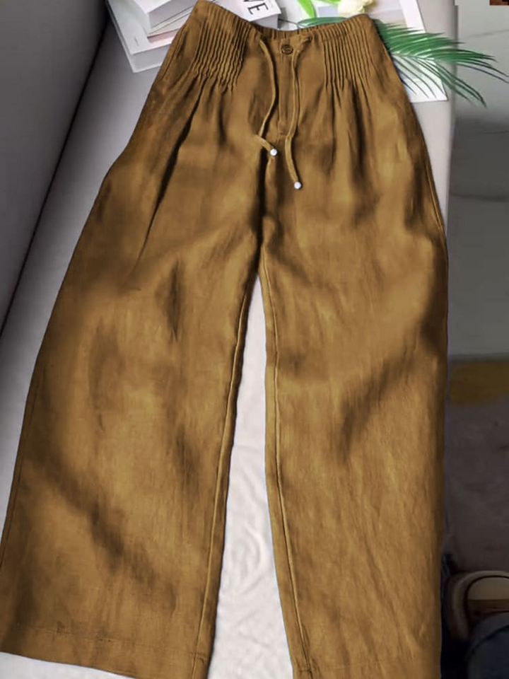 AMELINA – PANTALONES DE LINO PLISADOS CON AJUSTE CÓMODO