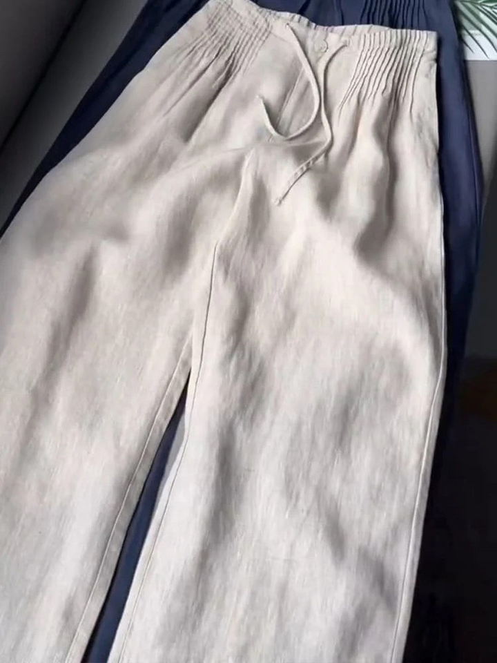 AMELINA – PANTALONES DE LINO PLISADOS CON AJUSTE CÓMODO
