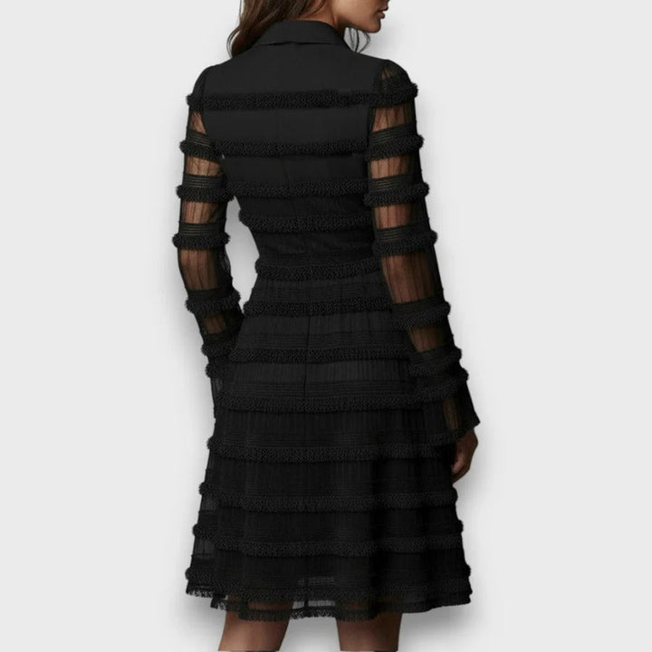 Parisa | Vestido midi con flecos transparentes