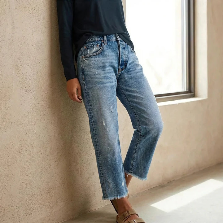 Jeans rectos tobilleros estilo vintage