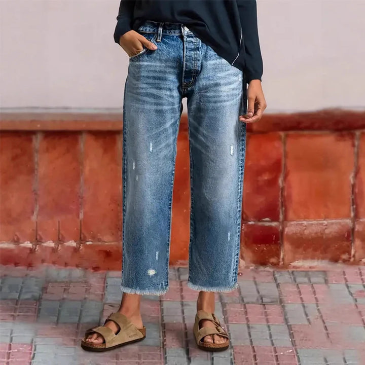 Jeans rectos tobilleros estilo vintage