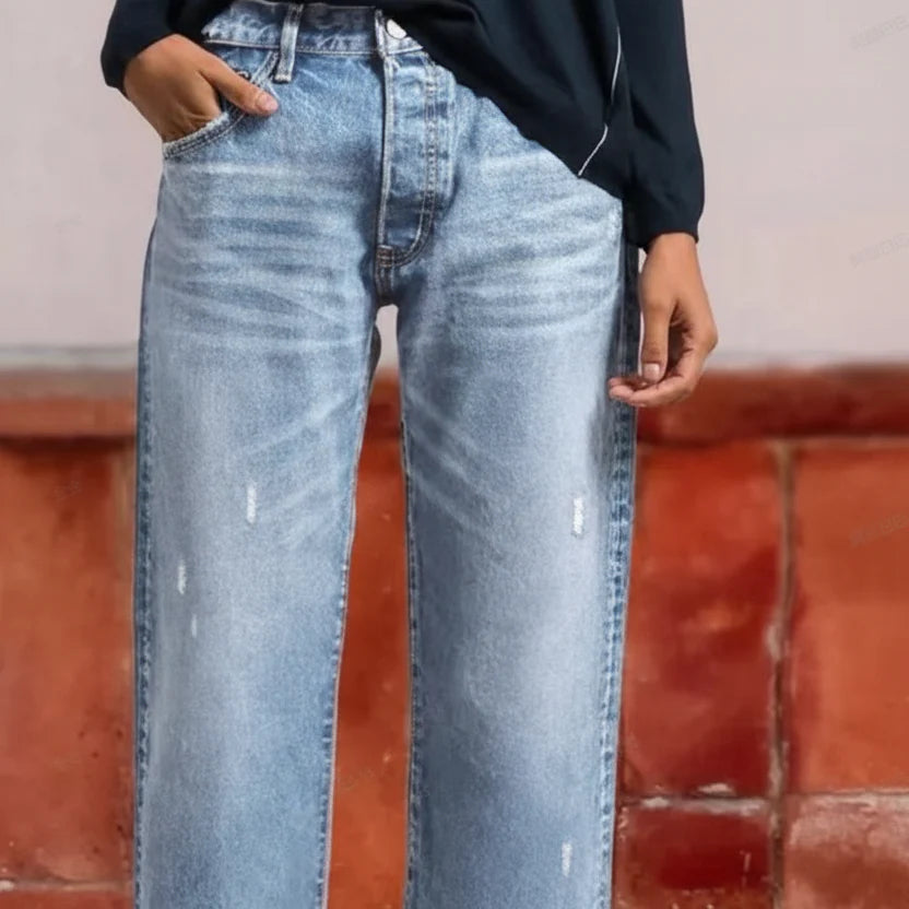 Jeans rectos tobilleros estilo vintage