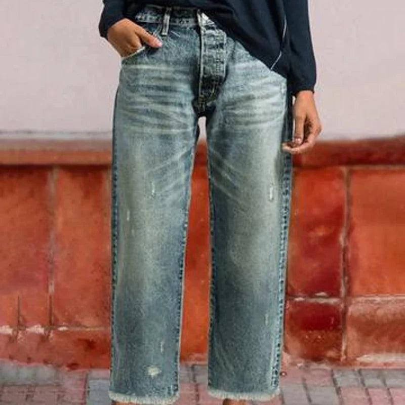 Jeans rectos tobilleros estilo vintage